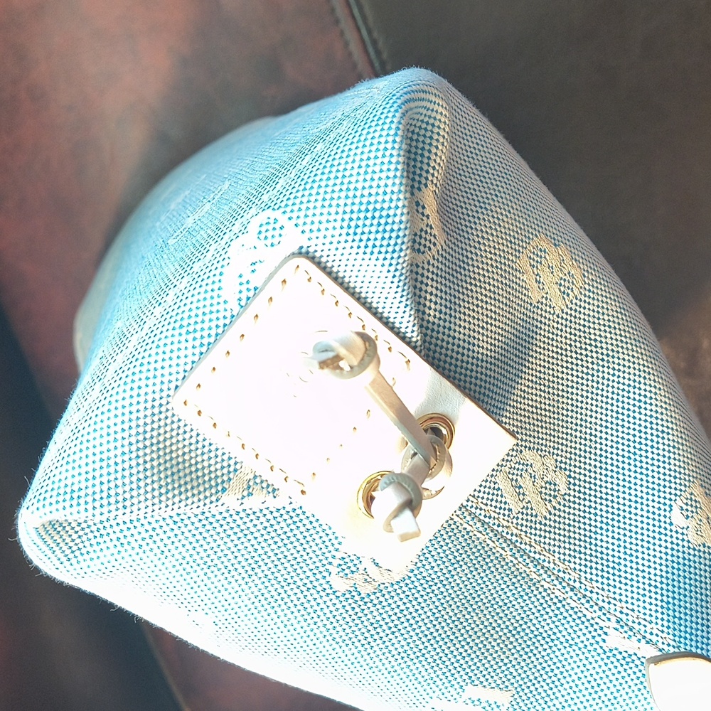Dooney & Bourke East West Slouch Blue and Cream Shoulder Bag - Picture 5 of 9